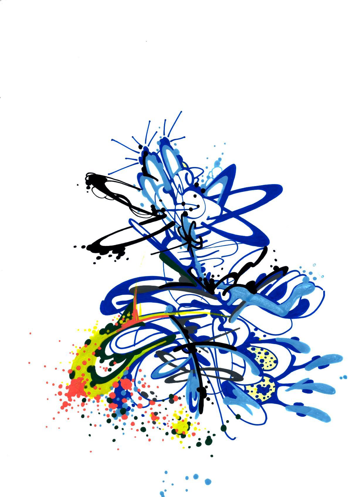 sans titre 
 2019-007. Peinture acrylique sur papier Molotow. 21 x 29.7 cm. 
2019 – Dominique Vial