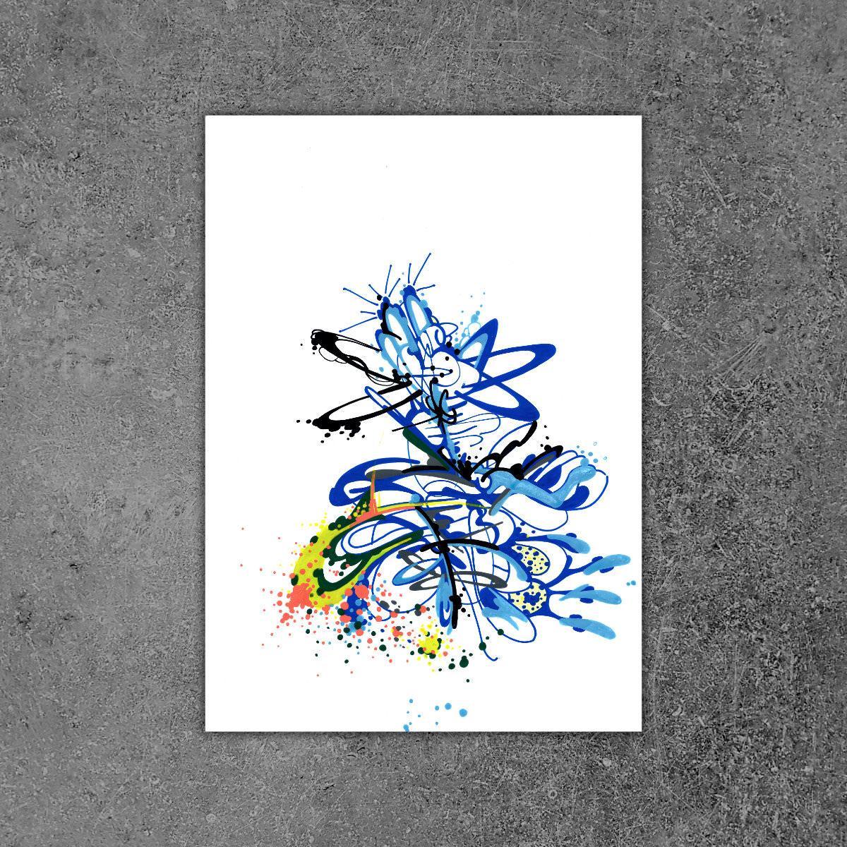 sans titre 
 2019-007. Peinture acrylique sur papier Molotow. 21 x 29.7 cm. 
2019 – Dominique Vial