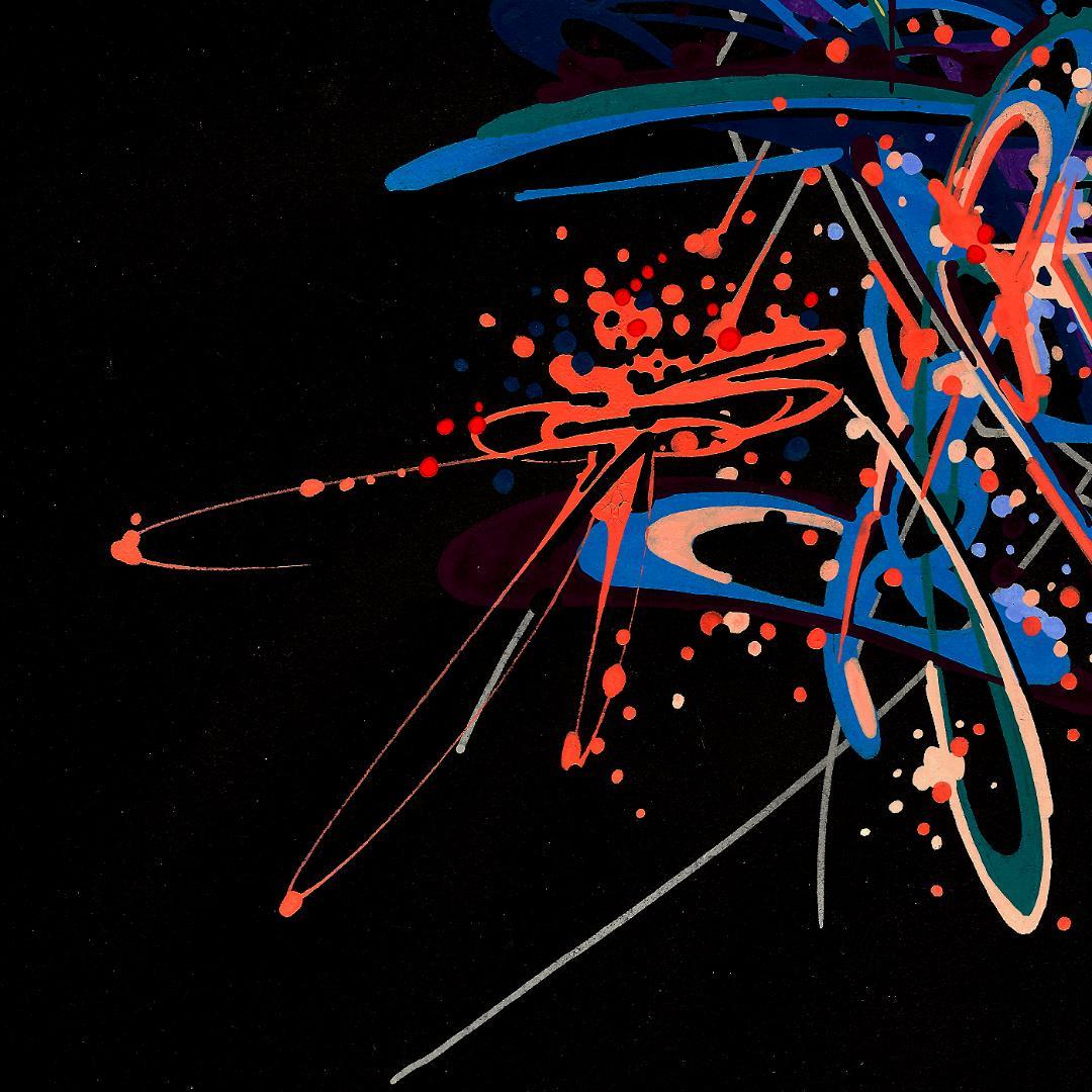 sans titre 
 2019-008. Peinture acrylique sur papier Molotow. 21 x 29.7 cm. 
2019 – Dominique Vial