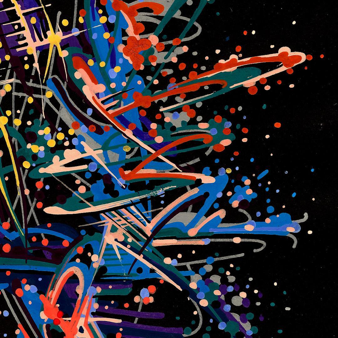 sans titre 
 2019-008. Peinture acrylique sur papier Molotow. 21 x 29.7 cm. 
2019 – Dominique Vial