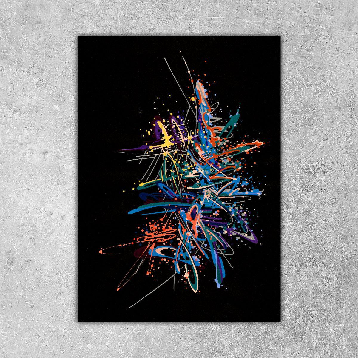 sans titre 
 2019-008. Peinture acrylique sur papier Molotow. 21 x 29.7 cm. 
2019 – Dominique Vial