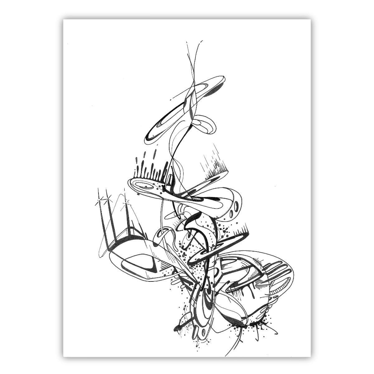 sans titre 
 2019-010. Encre pigmentée et mine de plomb sur papier White White Fabriano. 24 x 32 cm. 
2019 – Dominique Vial