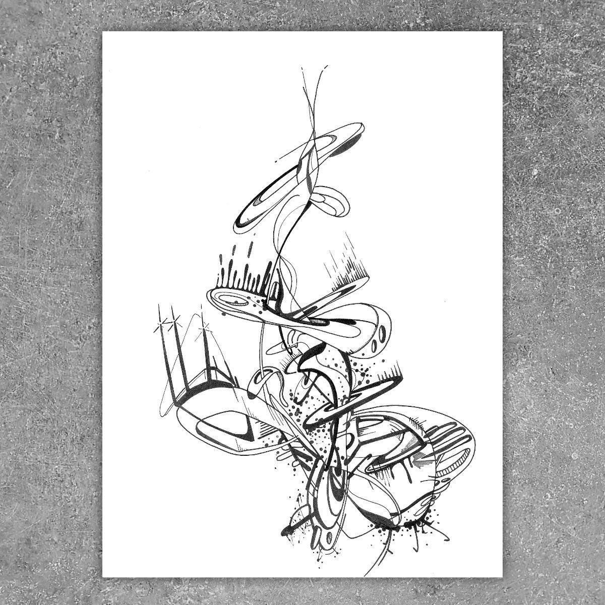 sans titre 
 2019-010. Encre pigmentée et mine de plomb sur papier White White Fabriano. 24 x 32 cm. 
2019 – Dominique Vial