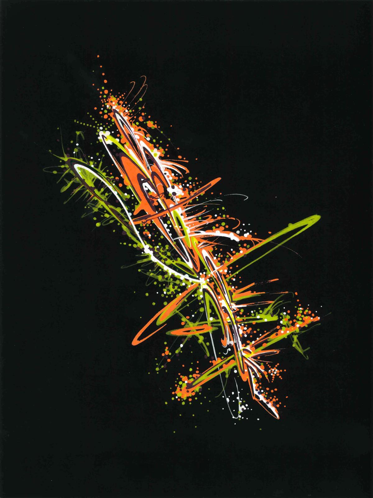 sans titre 
 2019-011. Acrylique sur papier noir Black Black Fabriano. 24 x 32 cm. 
2019 – Dominique Vial