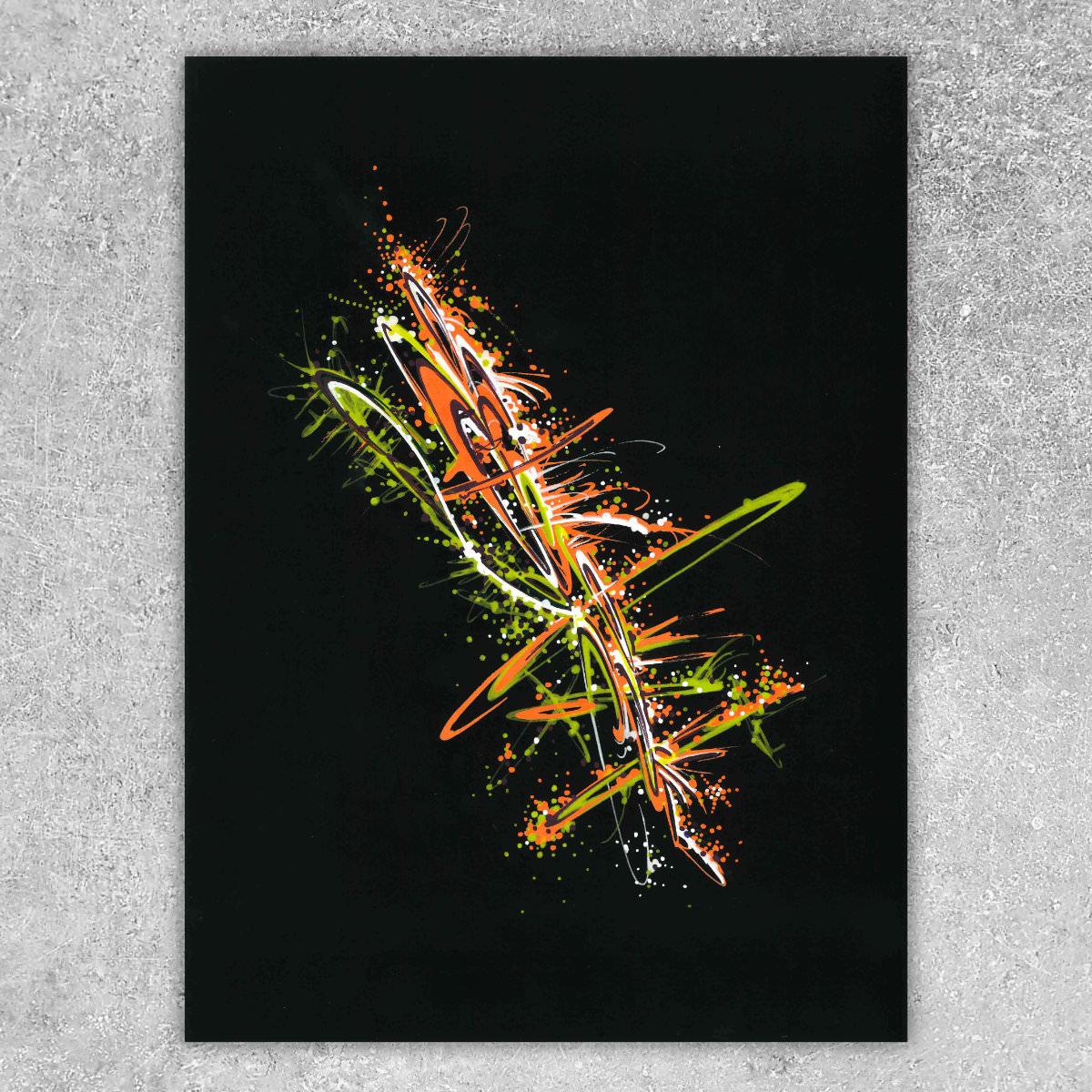 sans titre 
 2019-011. Acrylique sur papier noir Black Black Fabriano. 24 x 32 cm. 
2019 – Dominique Vial