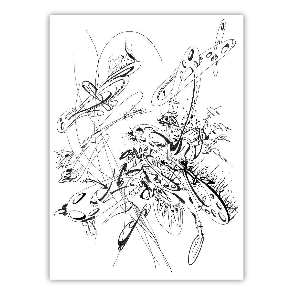 sans titre 
 2019-012. Encre pigmentée et mine de plomb sur papier White White Fabriano. 32 x 24 cm. 
2019 – Dominique Vial