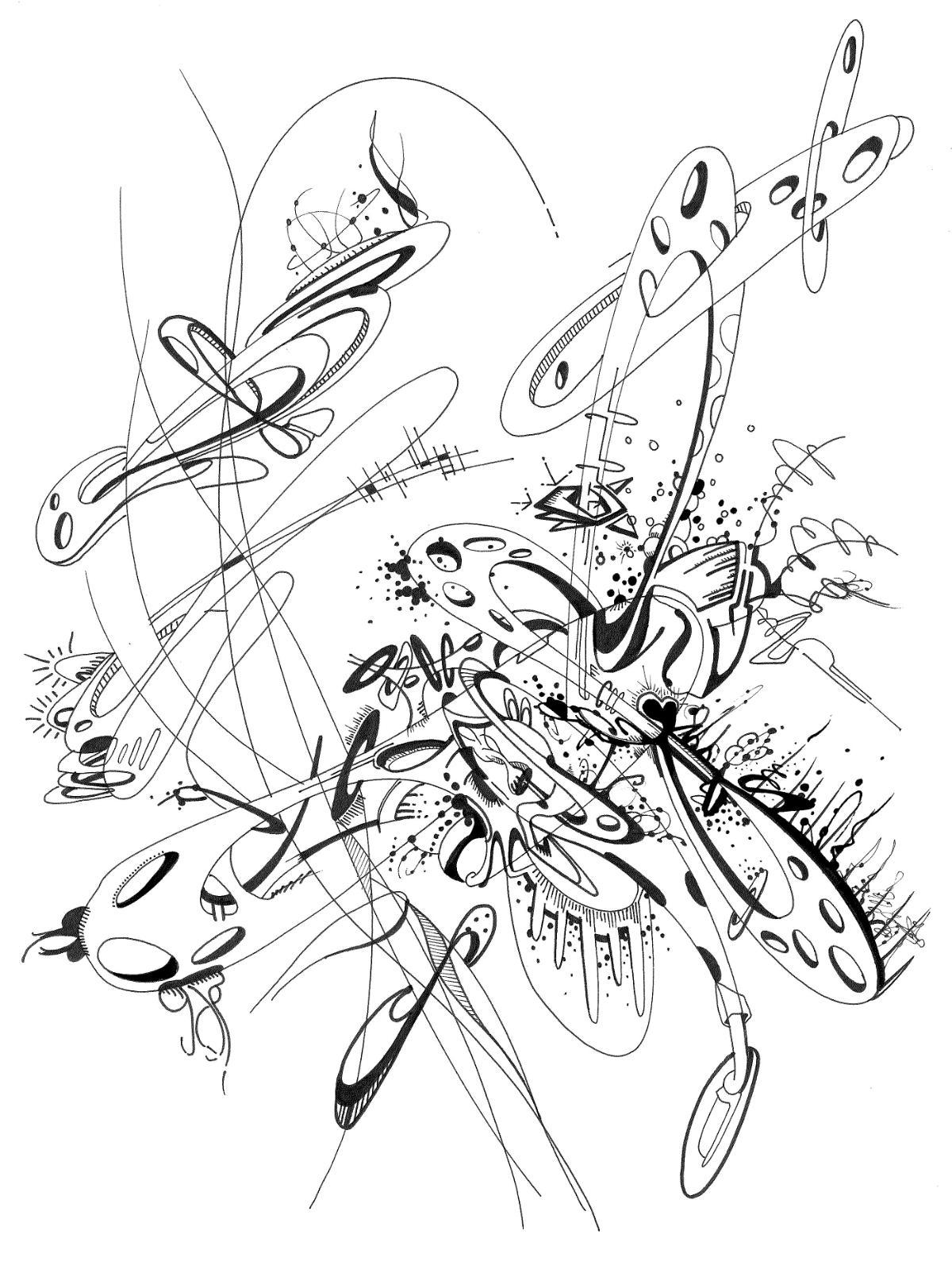 sans titre 
 2019-012. Encre pigmentée et mine de plomb sur papier White White Fabriano. 32 x 24 cm. 
2019 – Dominique Vial