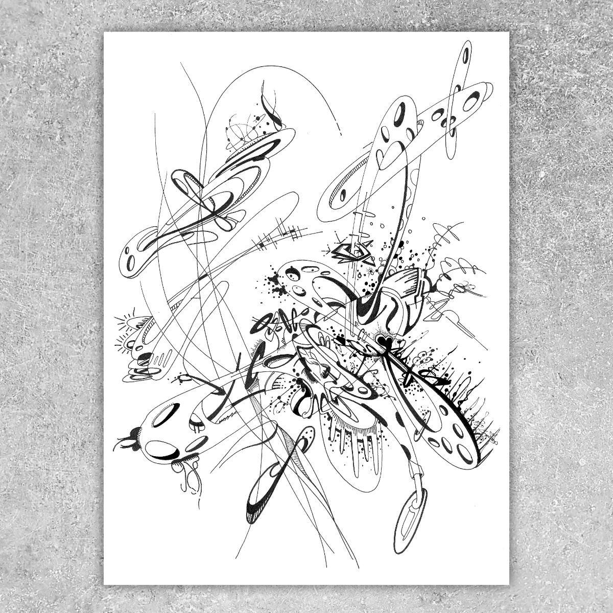 sans titre 
 2019-012. Encre pigmentée et mine de plomb sur papier White White Fabriano. 32 x 24 cm. 
2019 – Dominique Vial