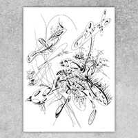 sans titre 
 2019-012. Encre pigmentée et mine de plomb sur papier White White Fabriano. 32 x 24 cm. 
2019 – Dominique Vial