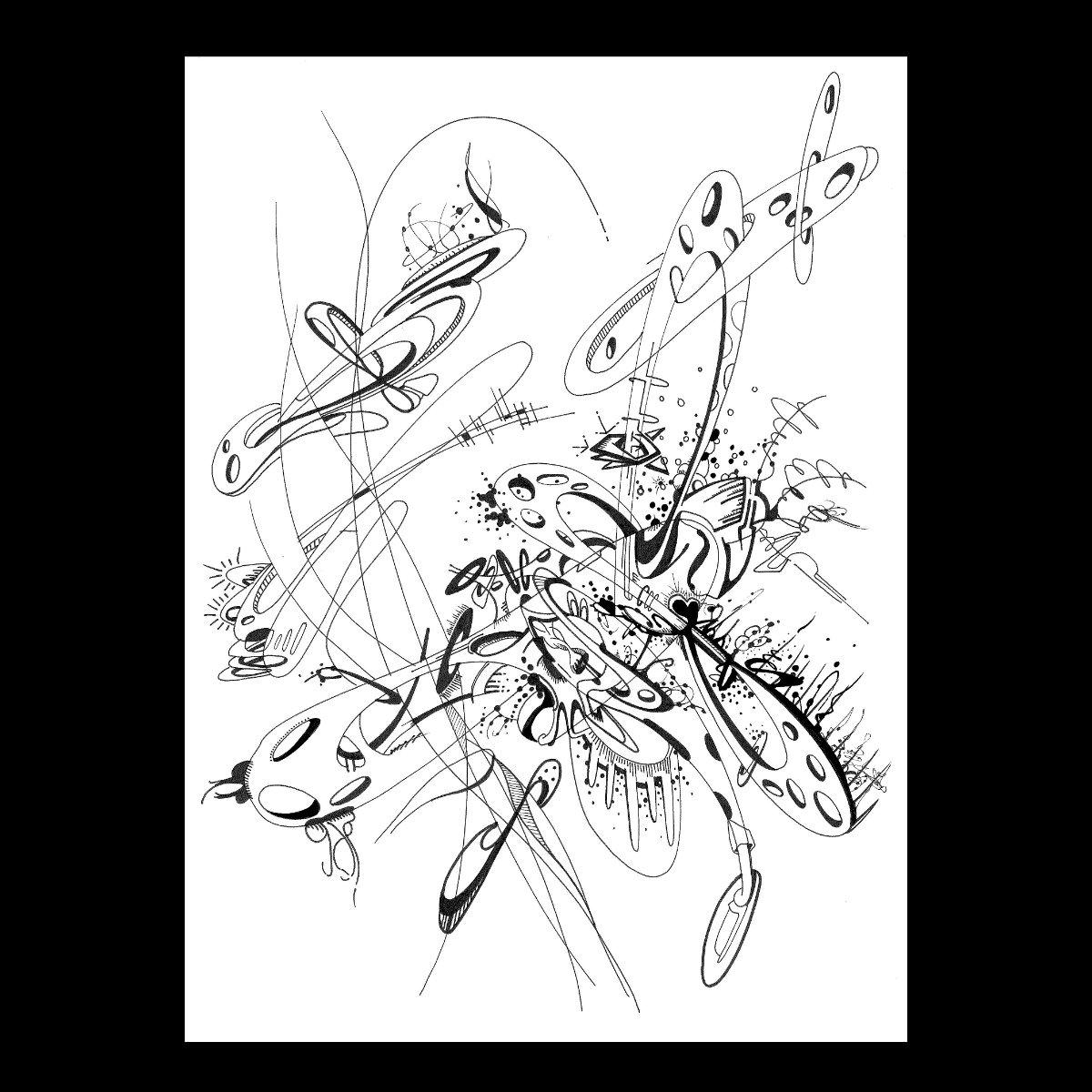 sans titre 
 2019-012. Encre pigmentée et mine de plomb sur papier White White Fabriano. 32 x 24 cm. 
2019 – Dominique Vial