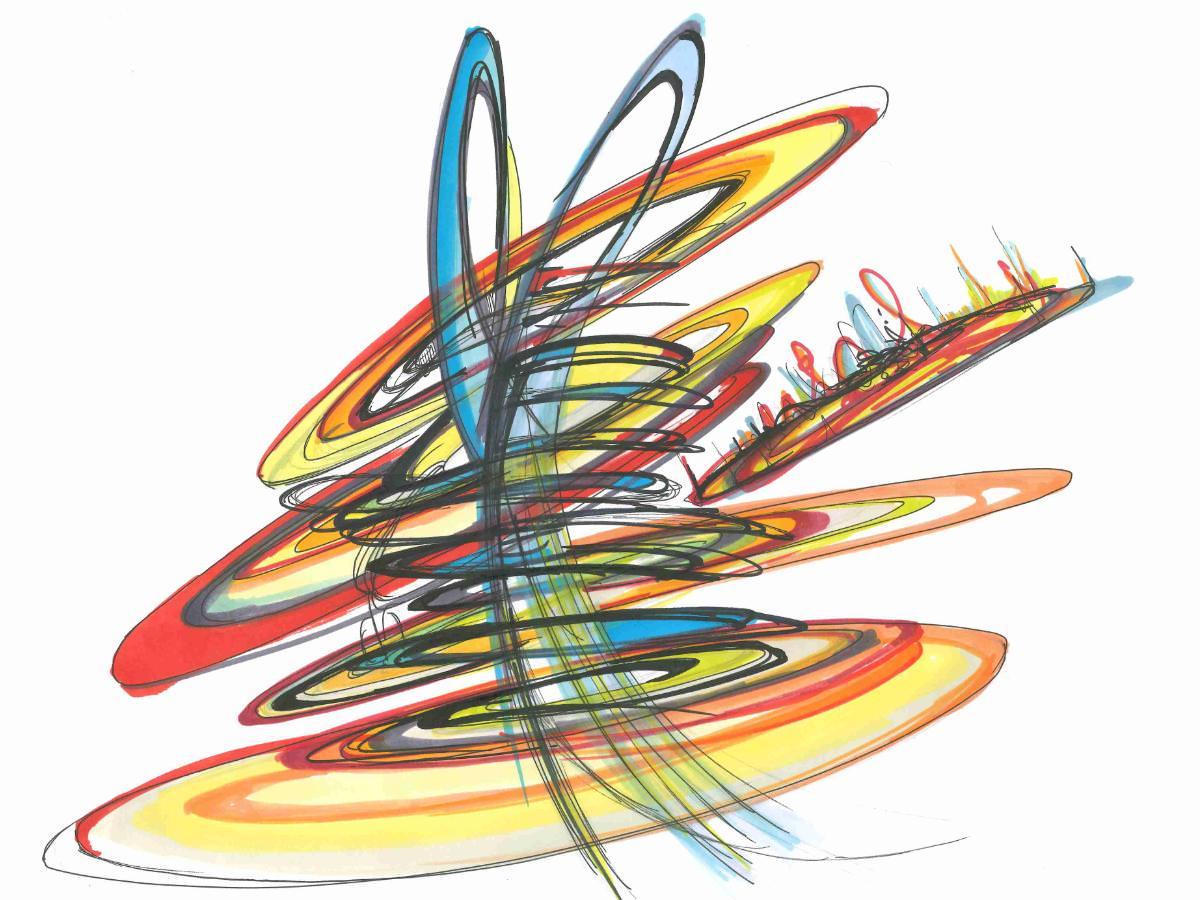 sans titre 
 2019-013. Acrylique, encre pigmentée, mine de plomb et encres à alcool sur papier White White Fabriano. 32 x 24 cm. 
2019 – Dominique Vial