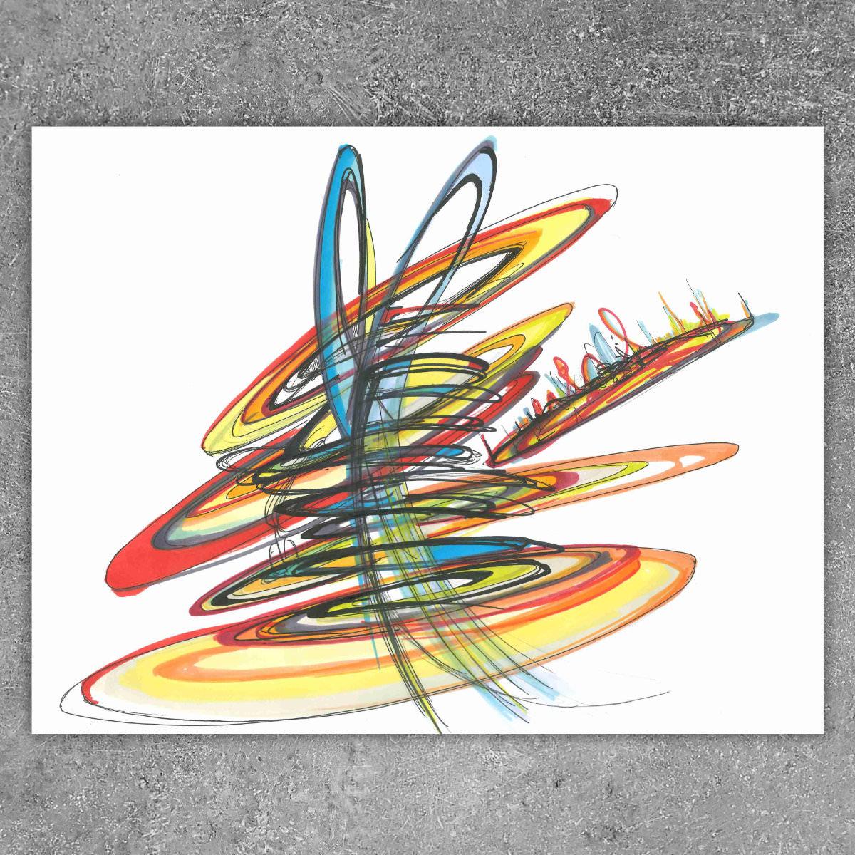 sans titre 
 2019-013. Acrylique, encre pigmentée, mine de plomb et encres à alcool sur papier White White Fabriano. 32 x 24 cm. 
2019 – Dominique Vial