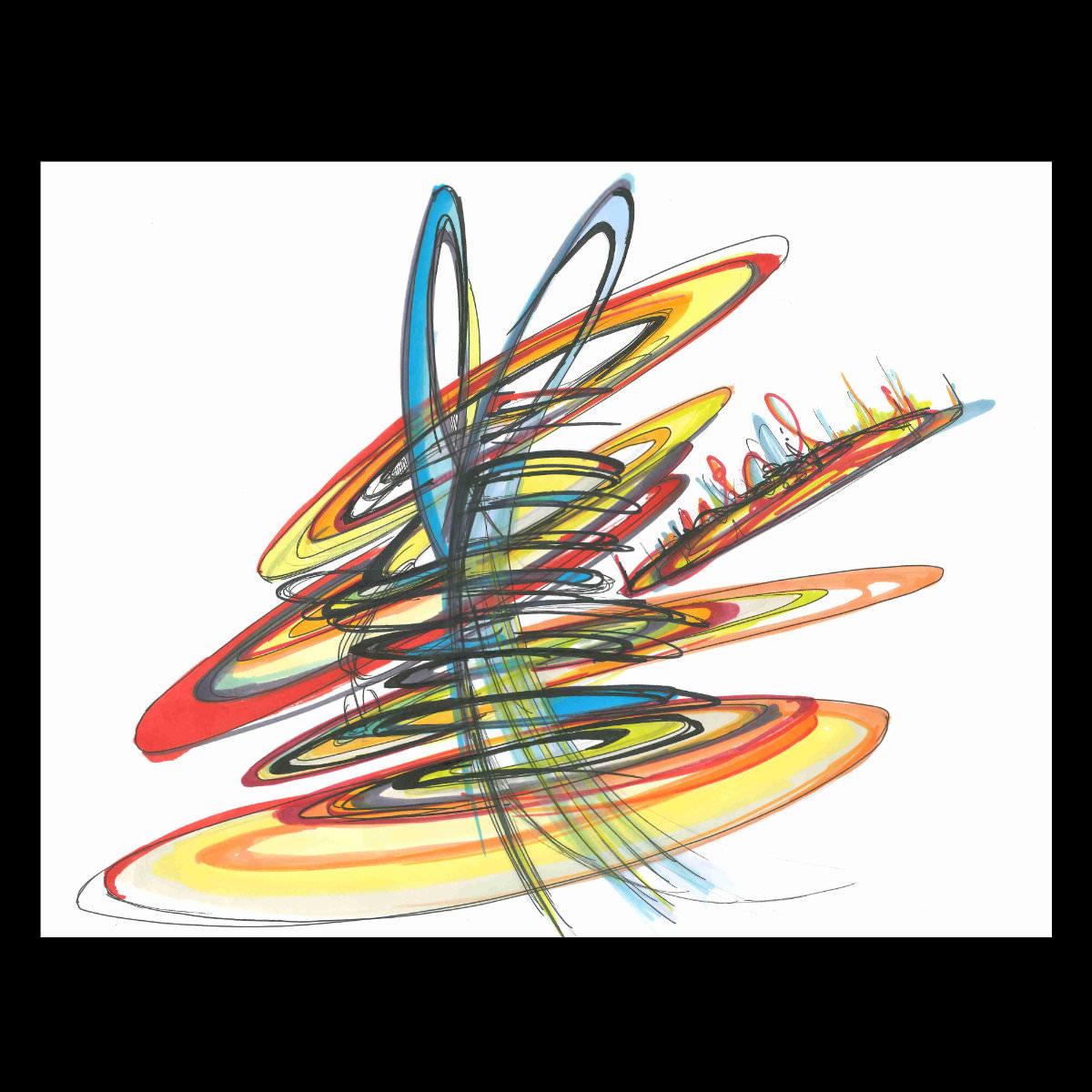 sans titre 
 2019-013. Acrylique, encre pigmentée, mine de plomb et encres à alcool sur papier White White Fabriano. 32 x 24 cm. 
2019 – Dominique Vial