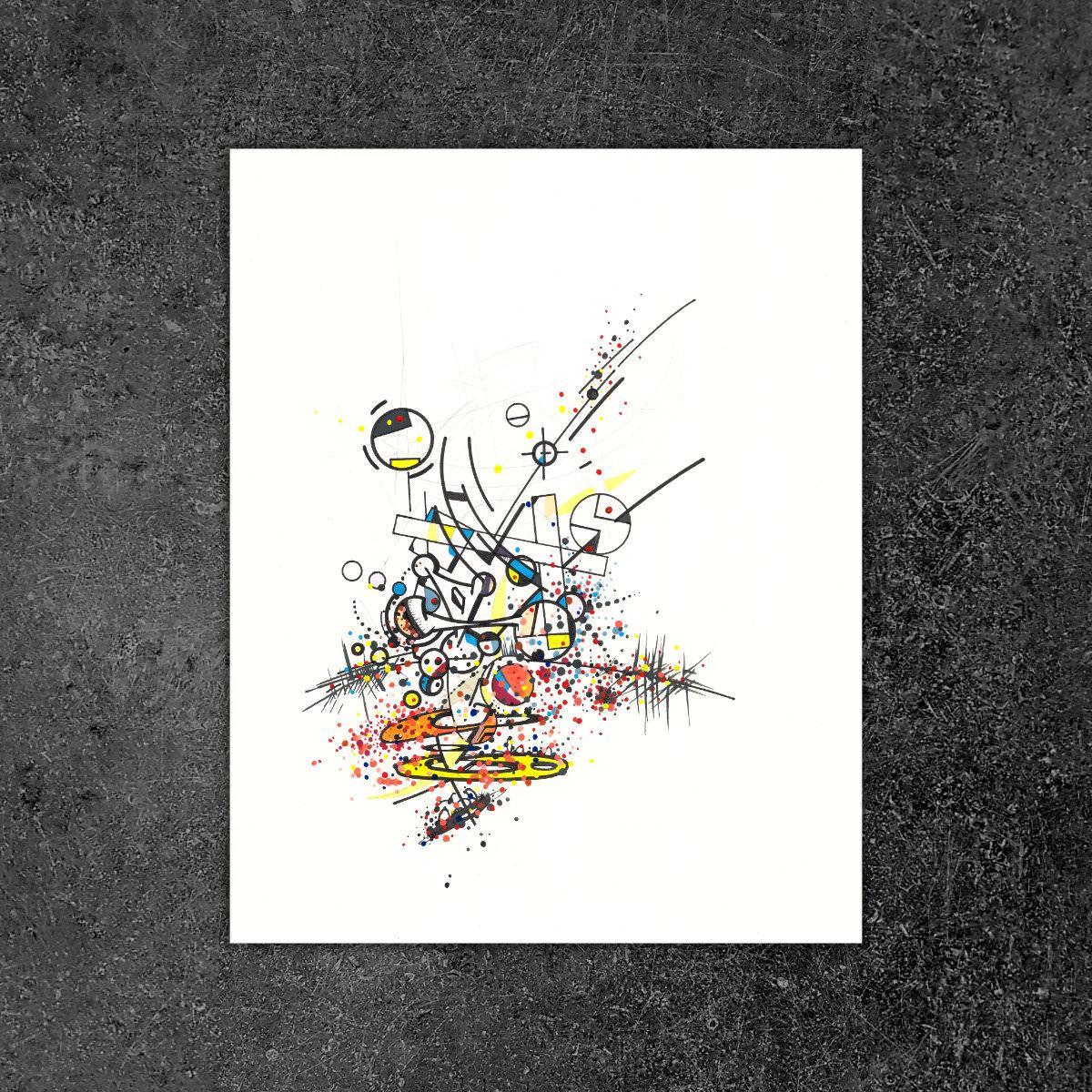 sans titre 
 2019-014. Mine de plomb, encre pigmentée, encre à alcool, peinture acrylique sur papier Fabriano. 20.3 x 25.4 cm. 
2019 – Dominique Vial