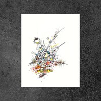 sans titre 
 2019-014. Mine de plomb, encre pigmentée, encre à alcool, peinture acrylique sur papier Fabriano. 20.3 x 25.4 cm. 
2019 – Dominique Vial