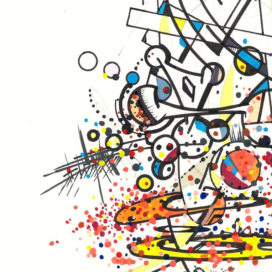 sans titre 
 2019-014. Mine de plomb, encre pigmentée, encre à alcool, peinture acrylique sur papier Fabriano. 20.3 x 25.4 cm. 
2019 – Dominique Vial