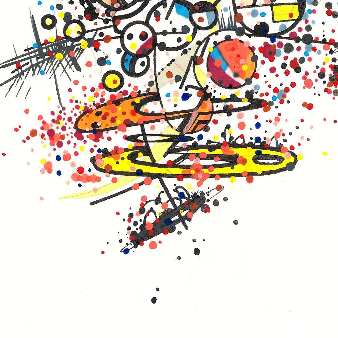 sans titre 
 2019-014. Mine de plomb, encre pigmentée, encre à alcool, peinture acrylique sur papier Fabriano. 20.3 x 25.4 cm. 
2019 – Dominique Vial