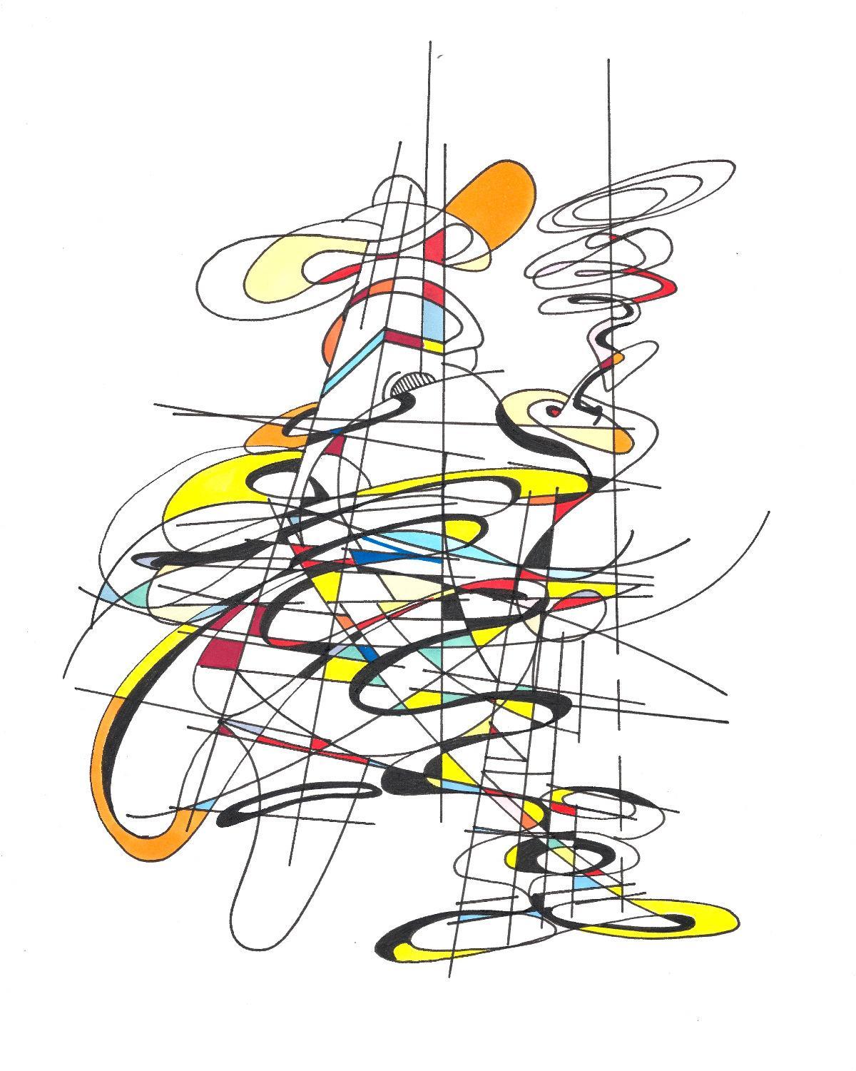 sans titre 
 2019-016. Encre pigmentée et encre à alcool sur papier Fabriano. 20.3 x 25.4 cm. 
2019 – Dominique Vial