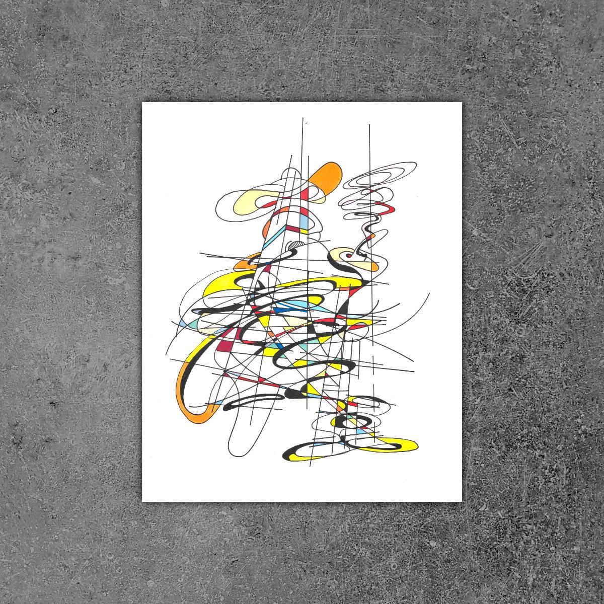 sans titre 
 2019-016. Encre pigmentée et encre à alcool sur papier Fabriano. 20.3 x 25.4 cm. 
2019 – Dominique Vial