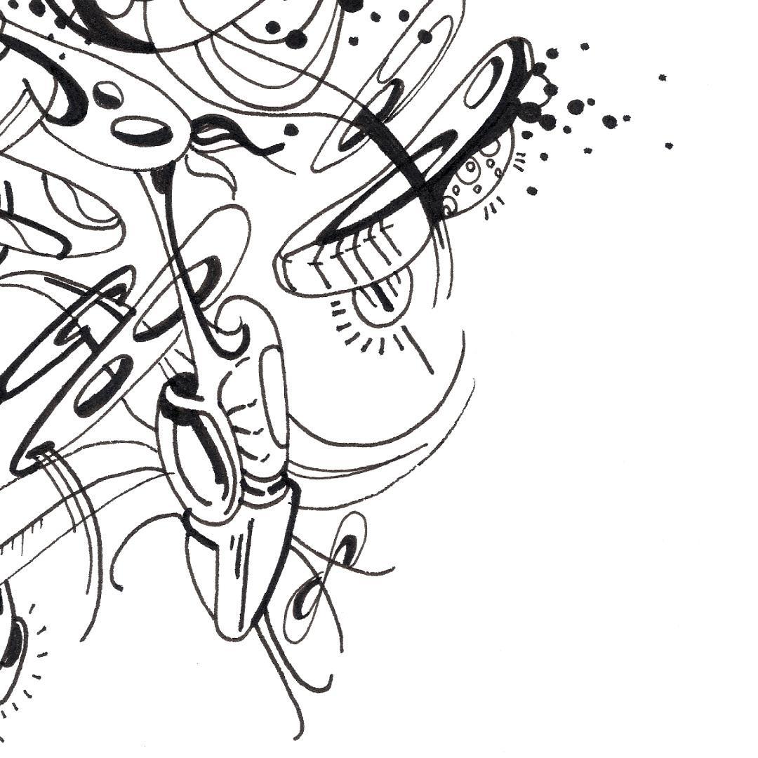 sans titre 
 2019-017. Encre pigmentée sur papier Fabriano. 20.3 x 25.4 cm. 
2019 – Dominique Vial