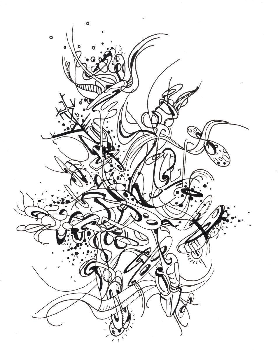 sans titre 
 2019-017. Encre pigmentée sur papier Fabriano. 20.3 x 25.4 cm. 
2019 – Dominique Vial