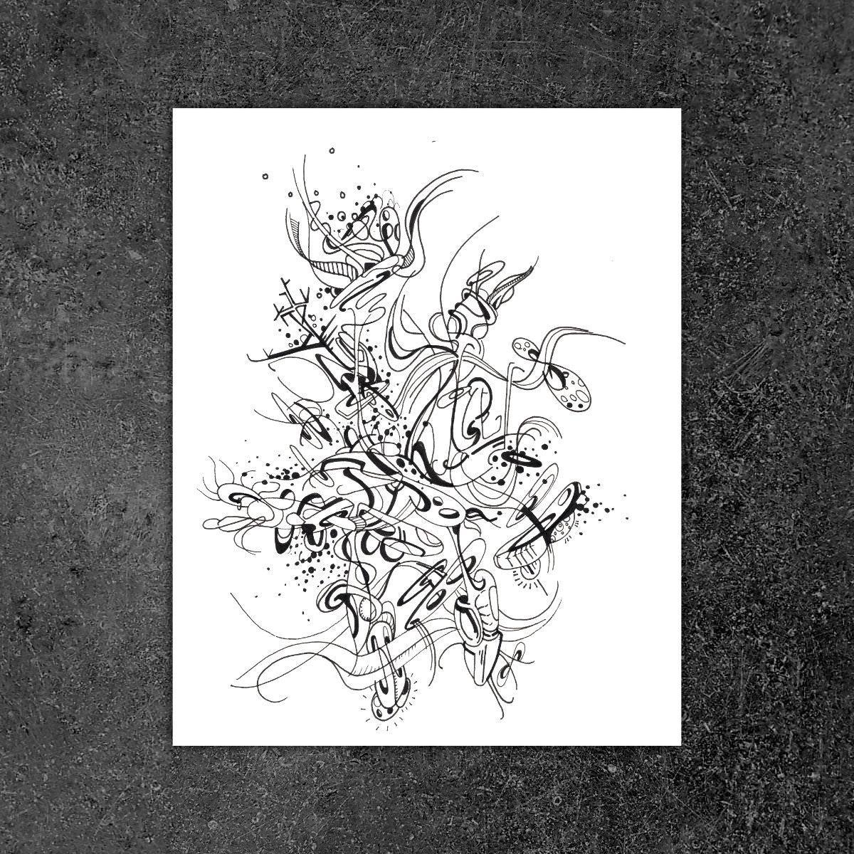 sans titre 
 2019-017. Encre pigmentée sur papier Fabriano. 20.3 x 25.4 cm. 
2019 – Dominique Vial