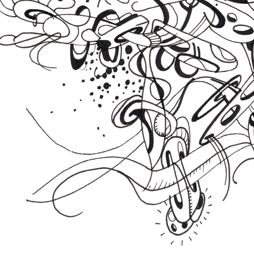 sans titre 
 2019-017. Encre pigmentée sur papier Fabriano. 20.3 x 25.4 cm. 
2019 – Dominique Vial