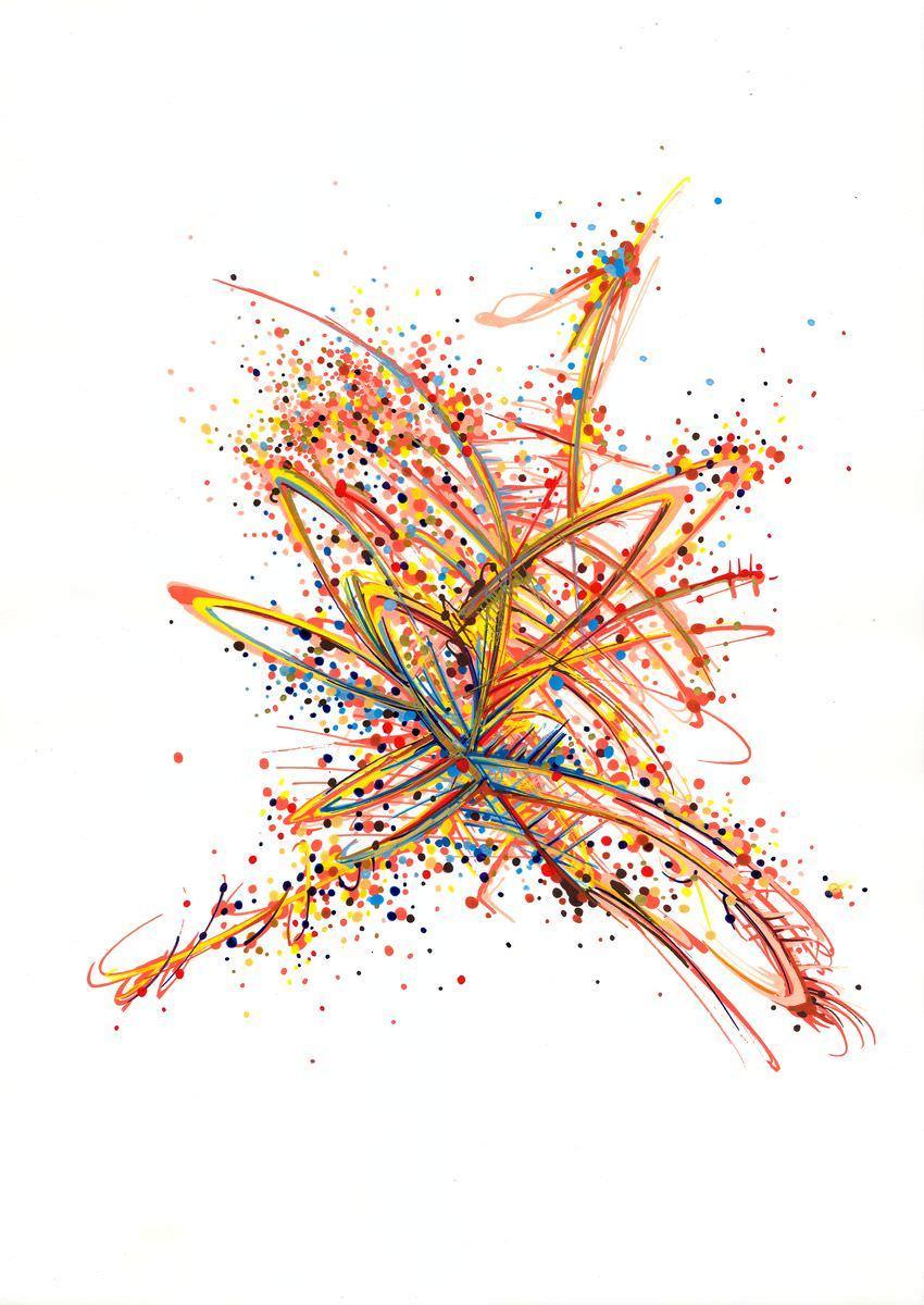 sans titre 
 2019-018. Peinture acrylique sur papier Molotow. 21 x 29.7 cm. 
2019 – Dominique Vial