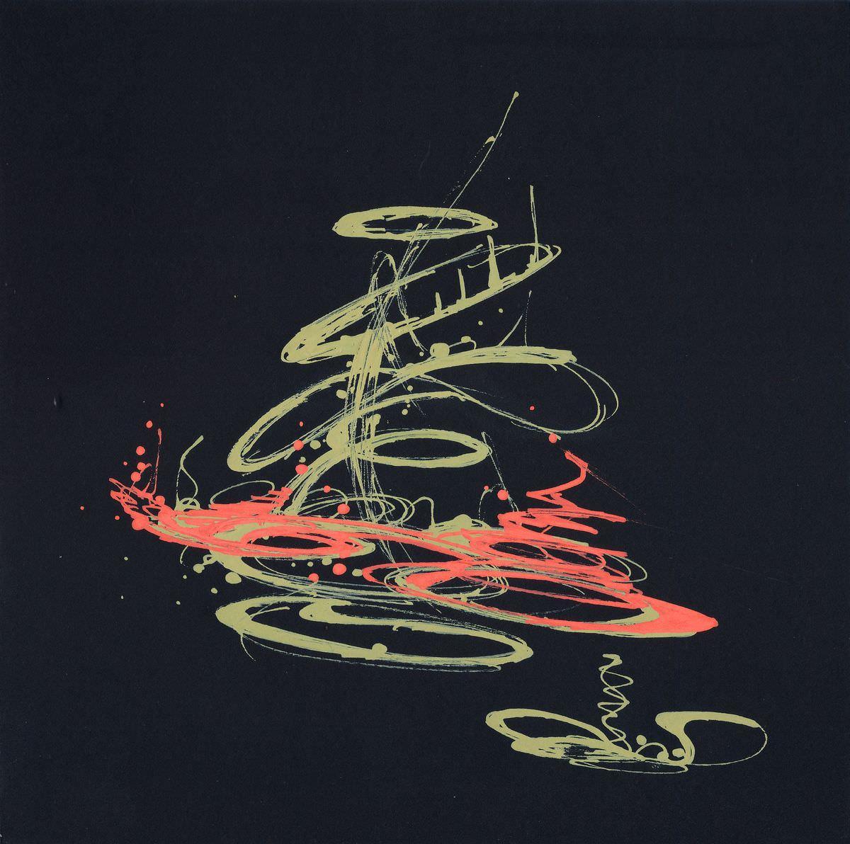 sans titre 
 2019-019. Peinture acrylique sur papier Molotow. 20 x 20 cm. 
2019 – Dominique Vial