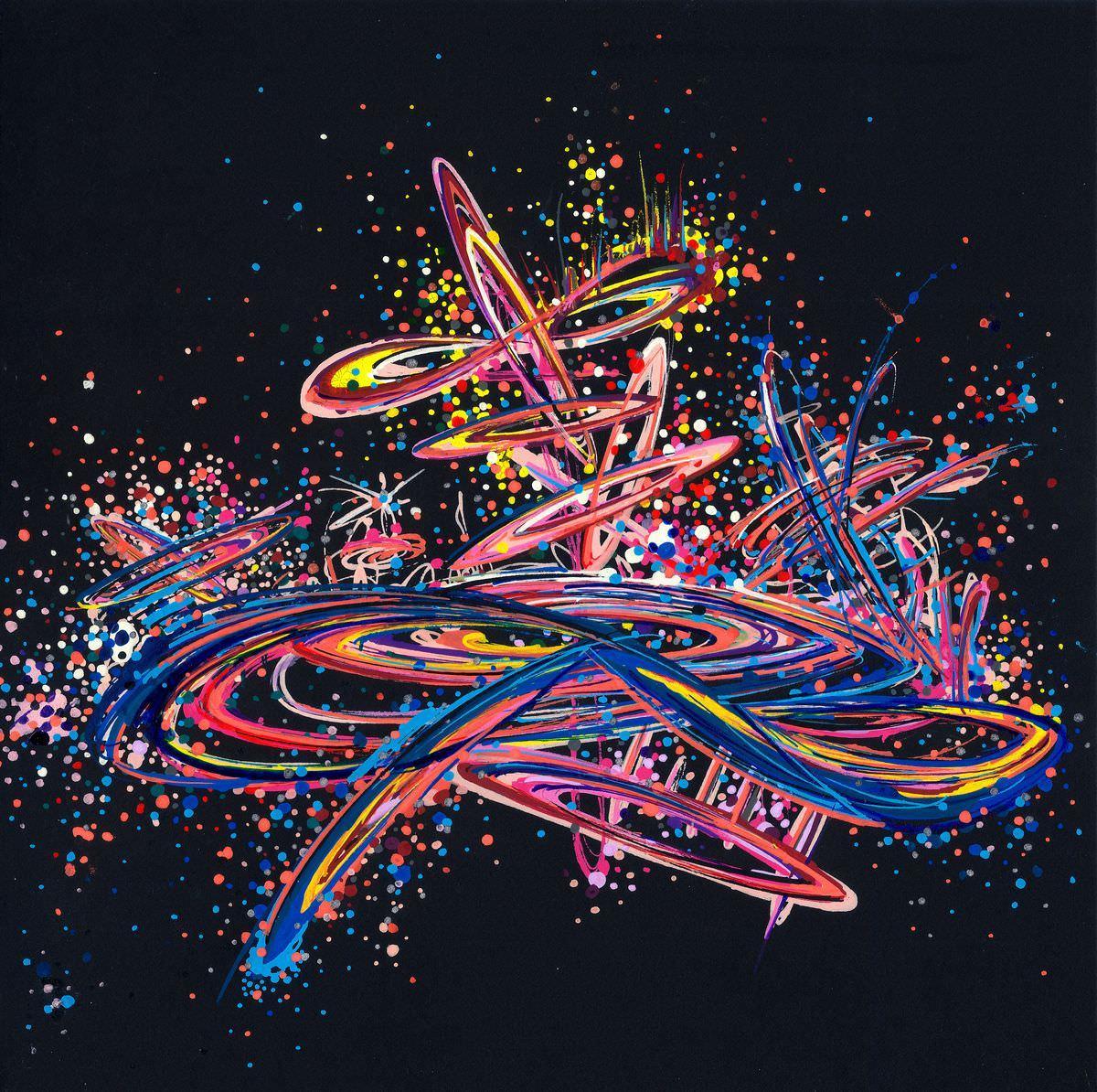 sans titre 
 2019-020. Peinture acrylique sur papier Molotow. 20 x 20 cm. 
2019 – Dominique Vial