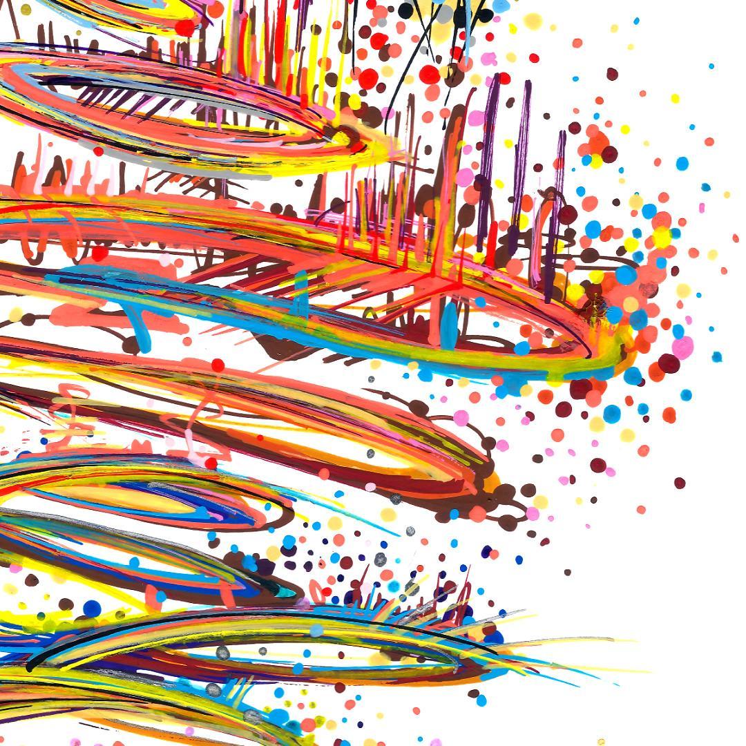 sans titre 
 2019-021. Peinture acrylique sur papier Molotow. 21 x 29.7 cm. 
2019 – Dominique Vial