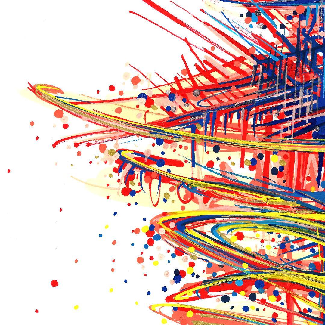 sans titre 
 2019-023. Peinture acrylique sur papier Fabriano. 20.3 x 25.4 cm. 
2019 – Dominique Vial