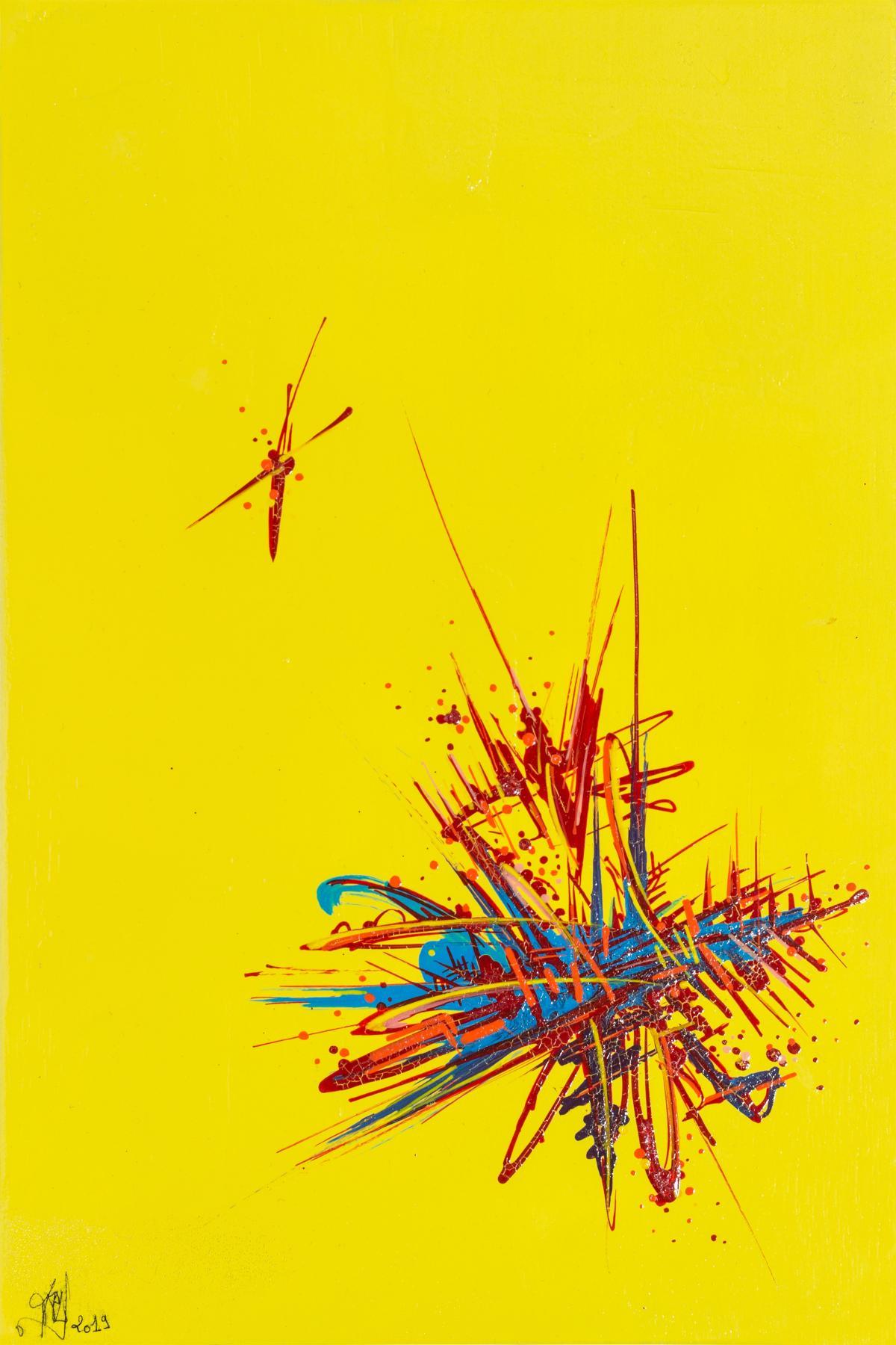 sans titre 
 2019-025. Peinture acrylique sur bois. 20 x 30 cm. 
2019 – Dominique Vial