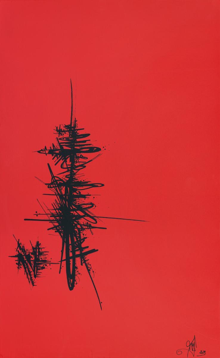 sans titre 
 2019-026. Peinture acrylique sur bois. 40 x 65 cm. 
2019 – Dominique Vial