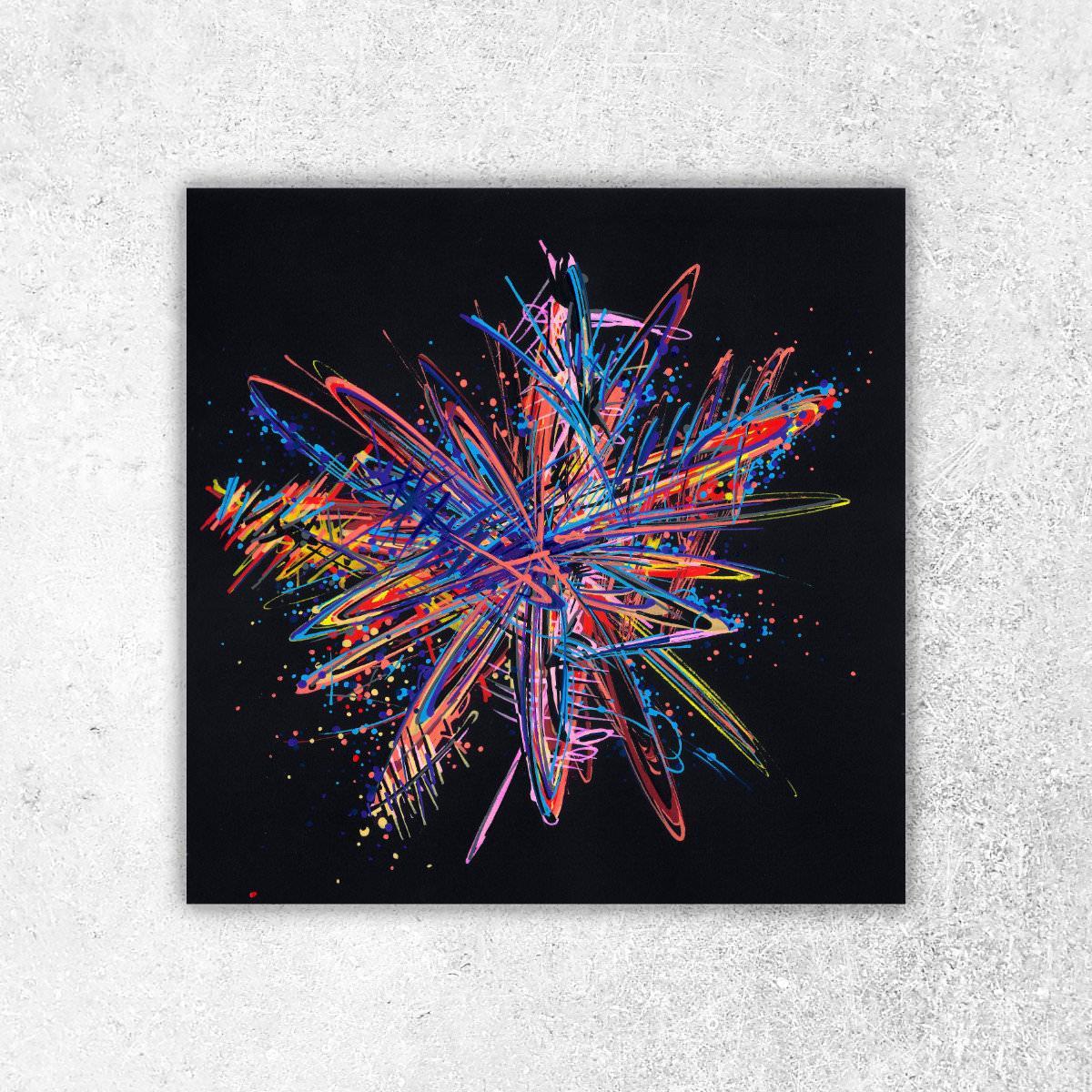 sans titre 
 2019-027. Peinture acrylique sur papier Black Black Fabriano. 20 x 20 cm. 
2019 – Dominique Vial