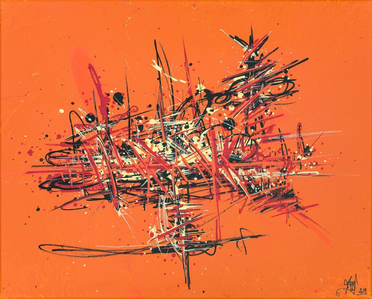 sans titre 
 2019-028. Peinture acrylique sur toile. 41 x 33 cm. 
2019 – Dominique Vial