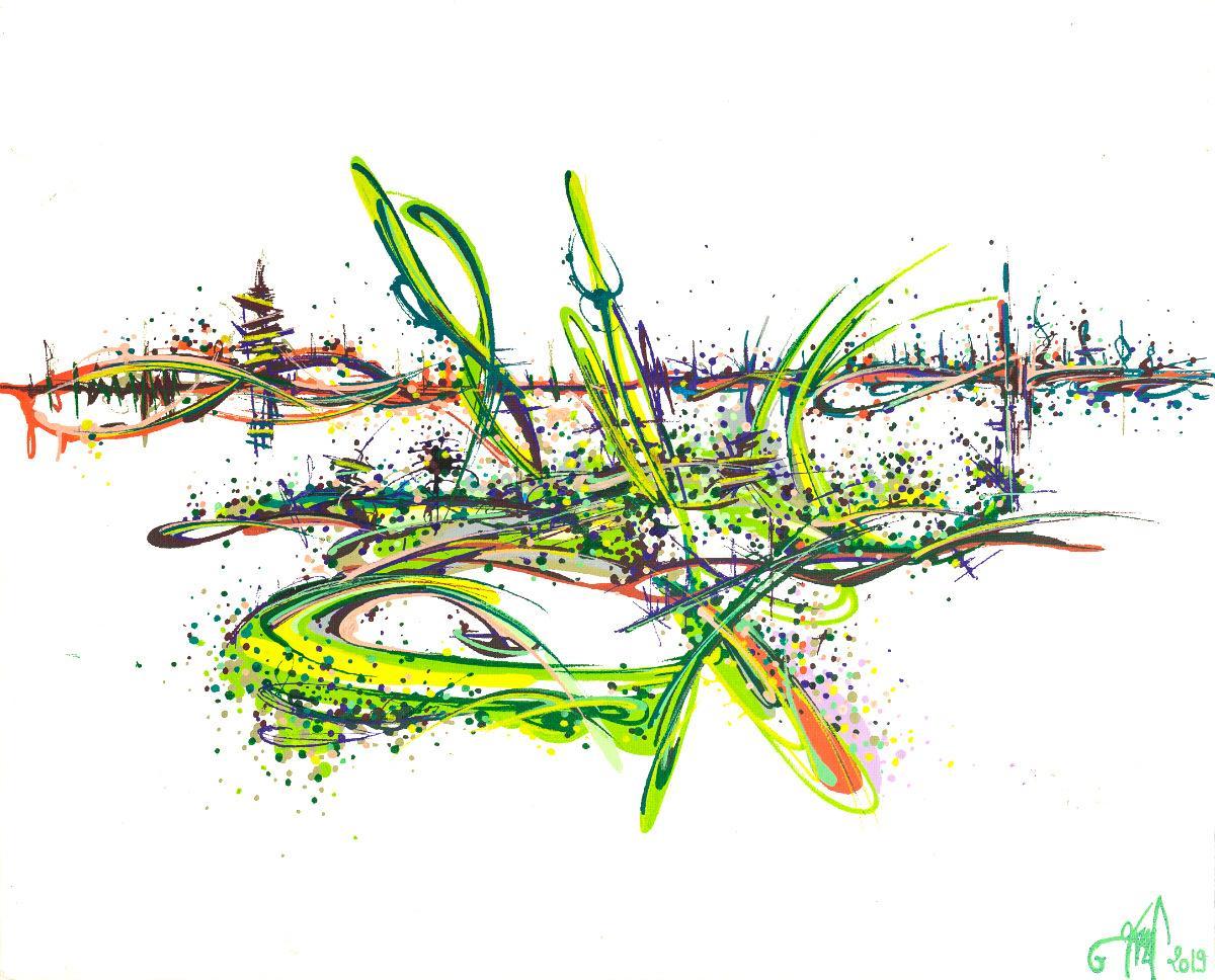 sans titre 
 2019-029. Peinture acrylique sur toile. 41 x 33 cm. 
2019 – Dominique Vial