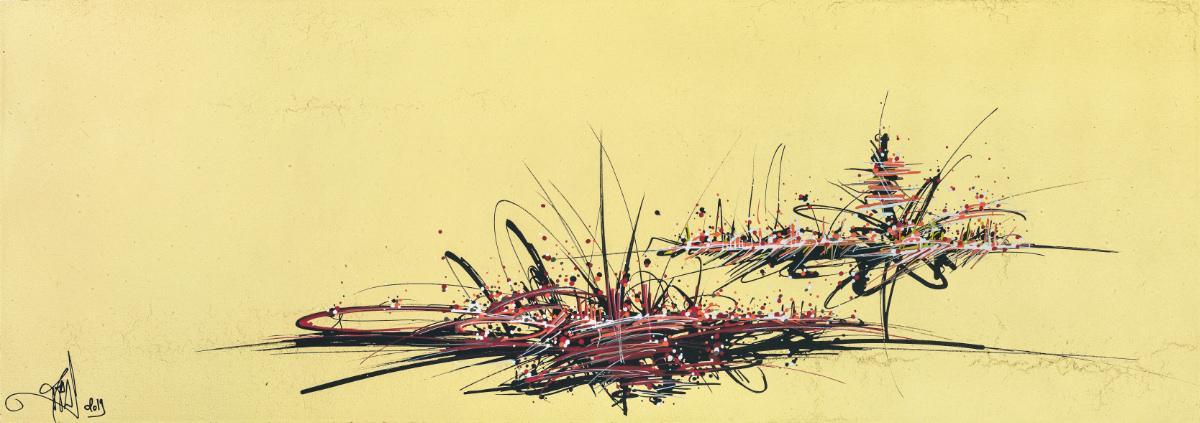 sans titre 
 2019-032. Peinture acrylique sur bois. 62 x 22 cm. 
2019 – Dominique Vial