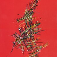 sans titre 
 2019-034. Peinture acrylique sur bois. 40 x 65 cm. 
2019 – Dominique Vial