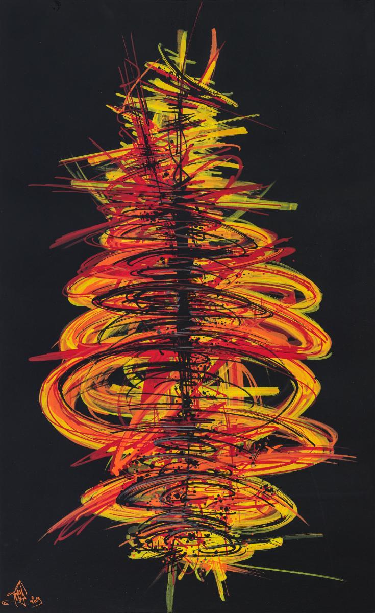 sans titre 
 2019-036. Peinture acrylique sur bois. 40 x 65 cm. 
2019 – Dominique Vial