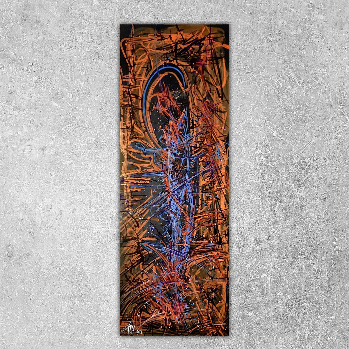 sans titre 
 2019-039. Peinture acrylique sur bois. 22 x 62 cm. 
2019 – Dominique Vial