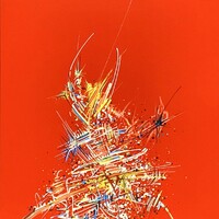 sans titre 
 2019-040. Peinture acrylique sur bois. 22 x 32 cm. 
2019 – Dominique Vial