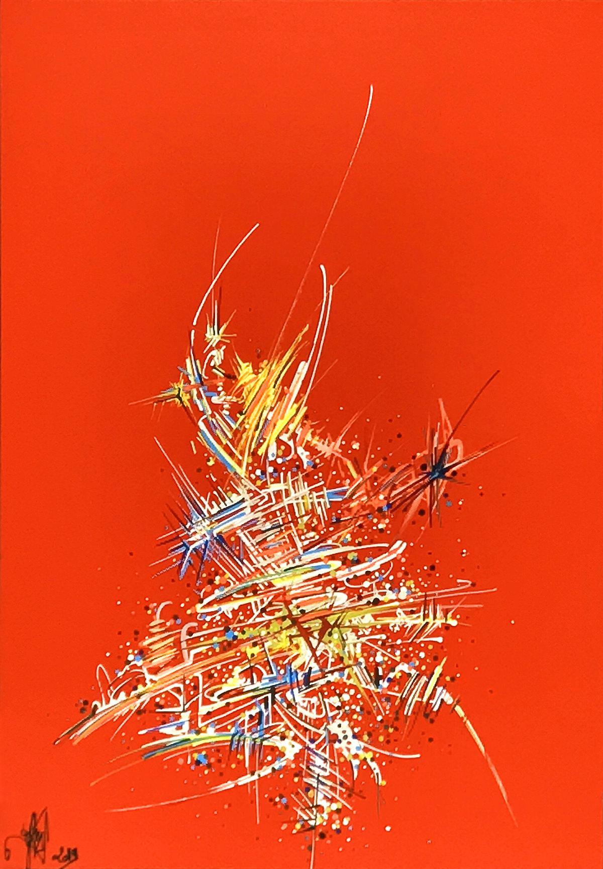 sans titre 
 2019-040. Peinture acrylique sur bois. 22 x 32 cm. 
2019 – Dominique Vial