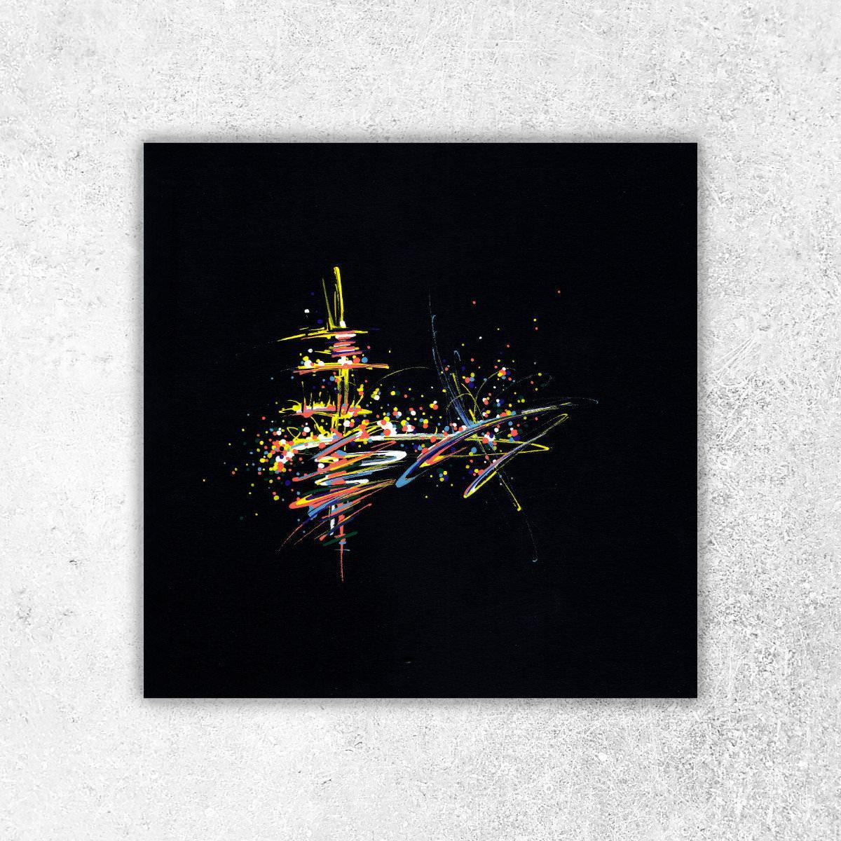 sans titre 
 2019-041. Peinture acrylique sur papier Black Black Fabriano. 20 x 20 cm. 
2019 – Dominique Vial