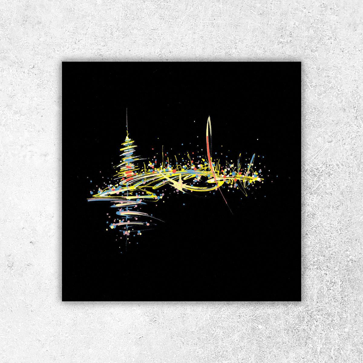 sans titre 
 2019-042. Peinture acrylique sur papier Black Black Fabriano. 20 x 20 cm. 
2019 – Dominique Vial