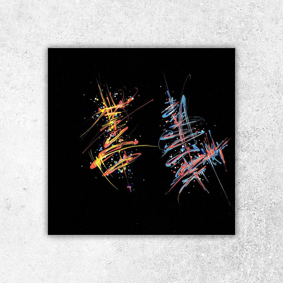 sans titre 
 2019-044. Peinture acrylique sur papier Black Black Fabriano. 20 x 20 cm. 
2019 – Dominique Vial