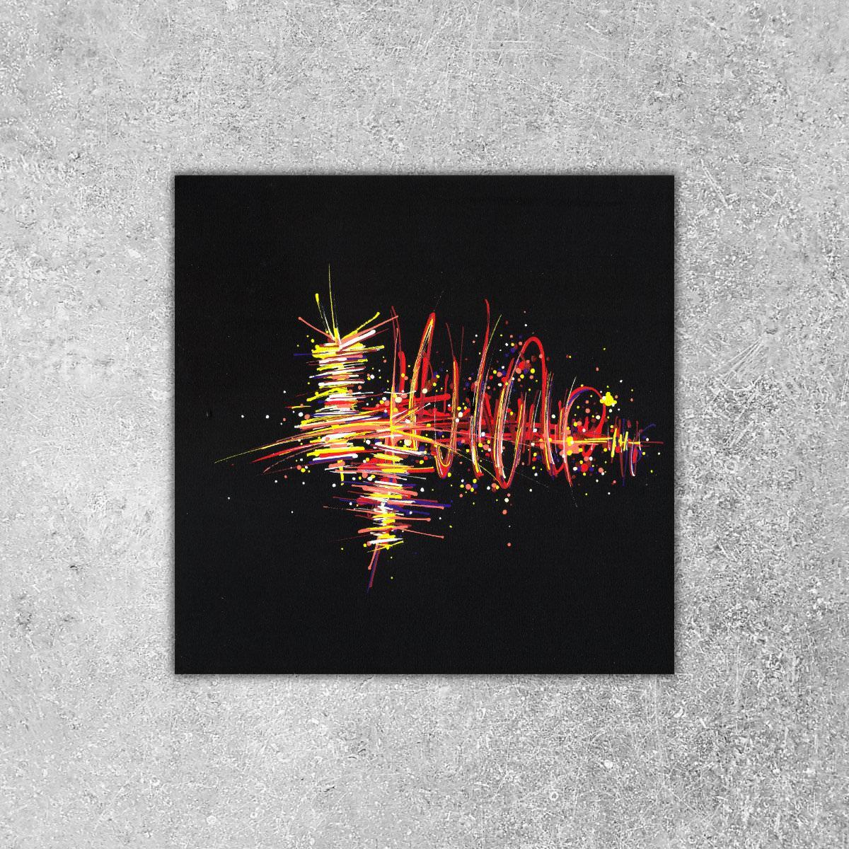 sans titre 
 2019-045. Peinture acrylique sur papier Black Black Fabriano. 20 x 20 cm. 
2019 – Dominique Vial