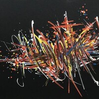 sans titre 
 2019-047. Peinture acrylique sur bois. 40.2 x 13.7 cm. 
2019 – Dominique Vial