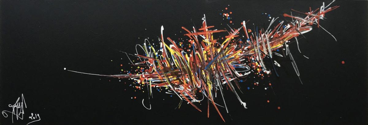 sans titre 
 2019-047. Peinture acrylique sur bois. 40.2 x 13.7 cm. 
2019 – Dominique Vial