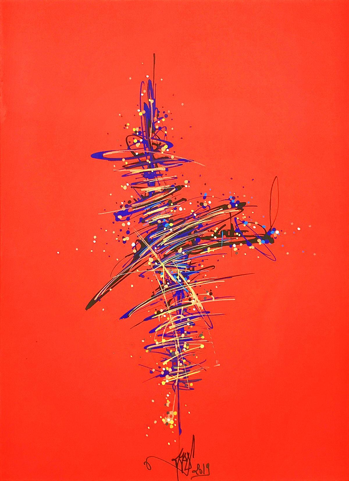 sans titre 
 2019-048. Peinture acrylique sur bois. 22 x 30 cm. 
2019 – Dominique Vial